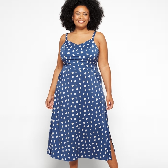 41 Hawthorn Dresses & Skirts - 41 Hawthorn Blue Polka Dot Midi Dress Size 1x Nwt